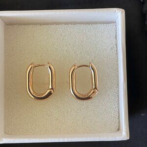 10K Over 925 Paperclip Style Earrings - Brand New
